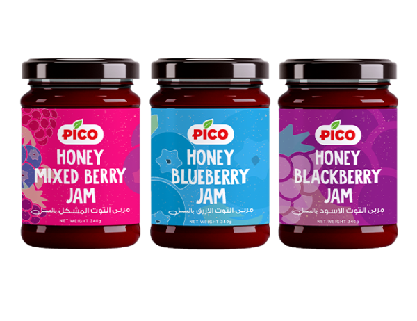 Honey Blackberry Jam – 340g + Honey Blueberry Jam – 340g + Honey Mixed Berry Jam – 340g